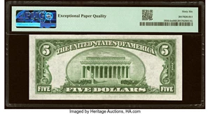 image for: Fr. 1956-I $5 1934 Mule Federal Reserve Note. PMG Gem Uncirculated 66 EPQ....