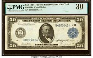 image for: Fr. 1031b $50 1914 Federal Reserve Note PMG Very Fine 30....