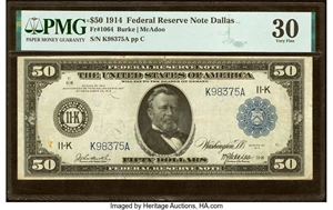 image for: Fr. 1064 $50 1914 Federal Reserve Note PMG Very Fine 30....