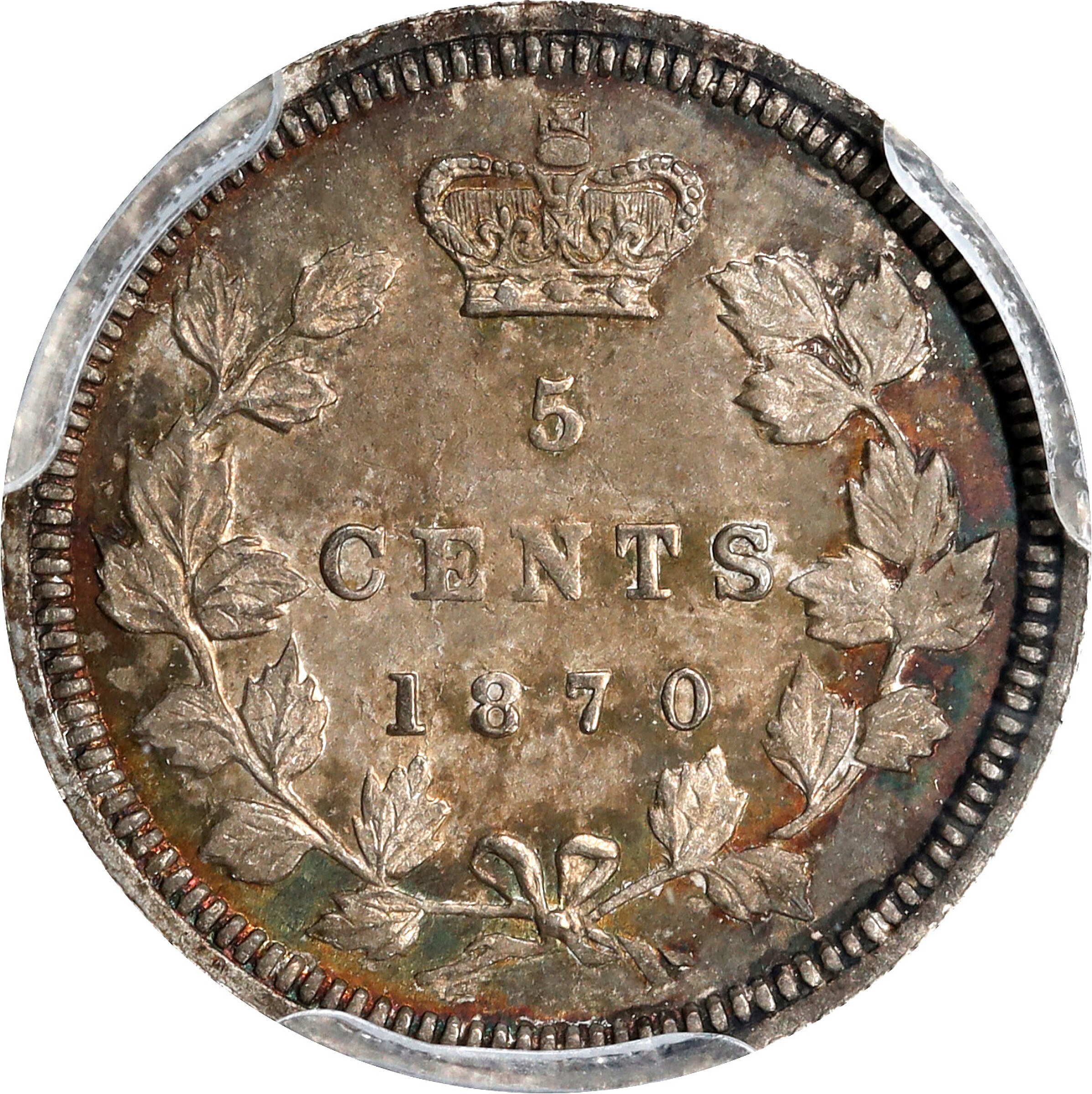 1870 5c Wide Rim, Narrow Date, Straight 7 VG10 thumbnail 2
