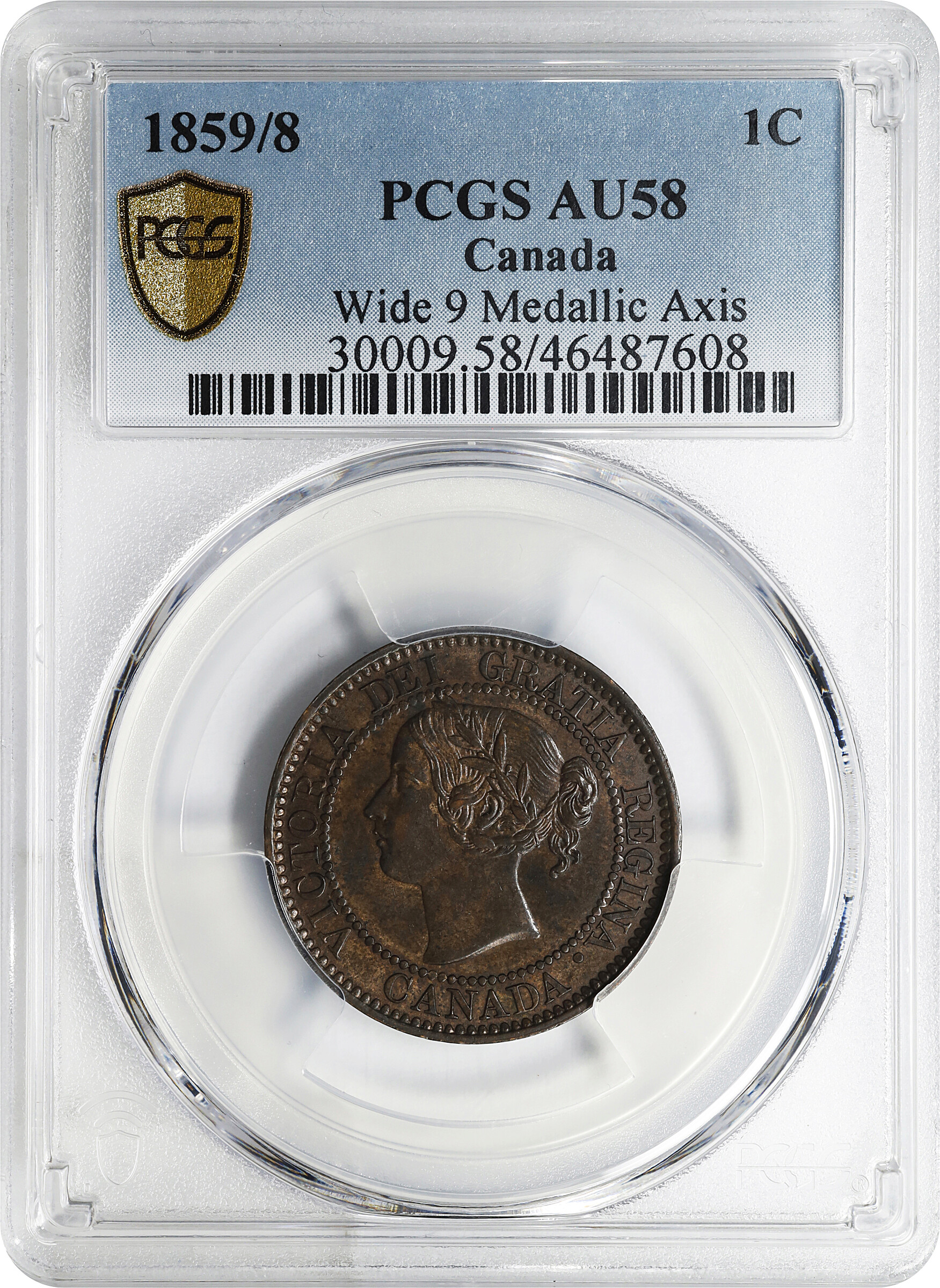 1859/8 1c Province of Canada, Medal Alignment, Wide 9 MS BN VF35 BN thumbnail 13