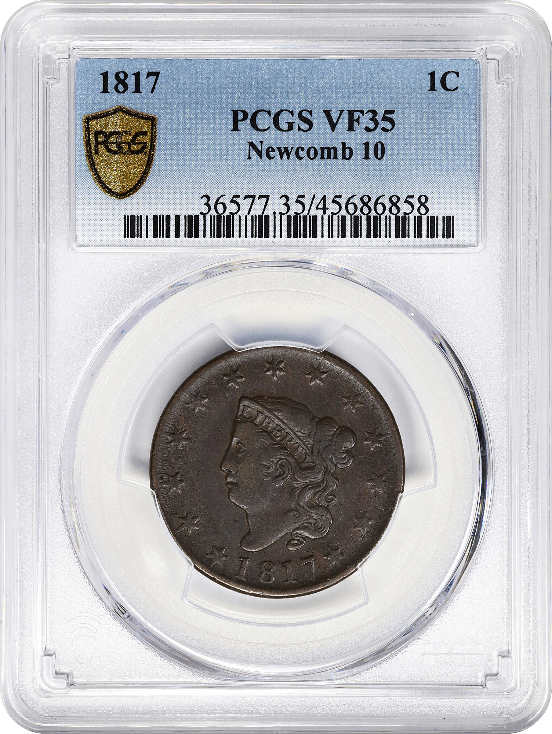 1817 1c 13 Stars, N-10 MS BN AG3 BN CAC thumbnail 7