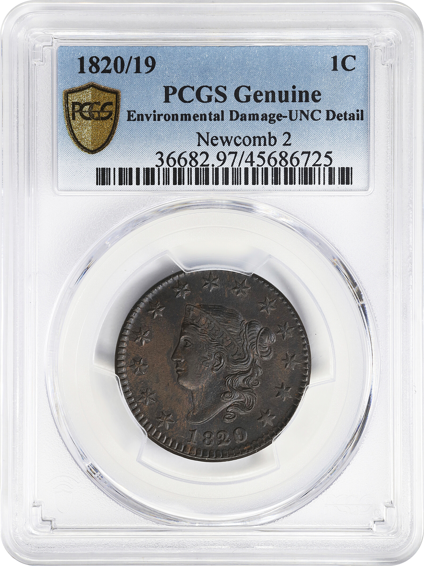 1820/19 1c N-2 MS BN VF20 BN CAC thumbnail 9