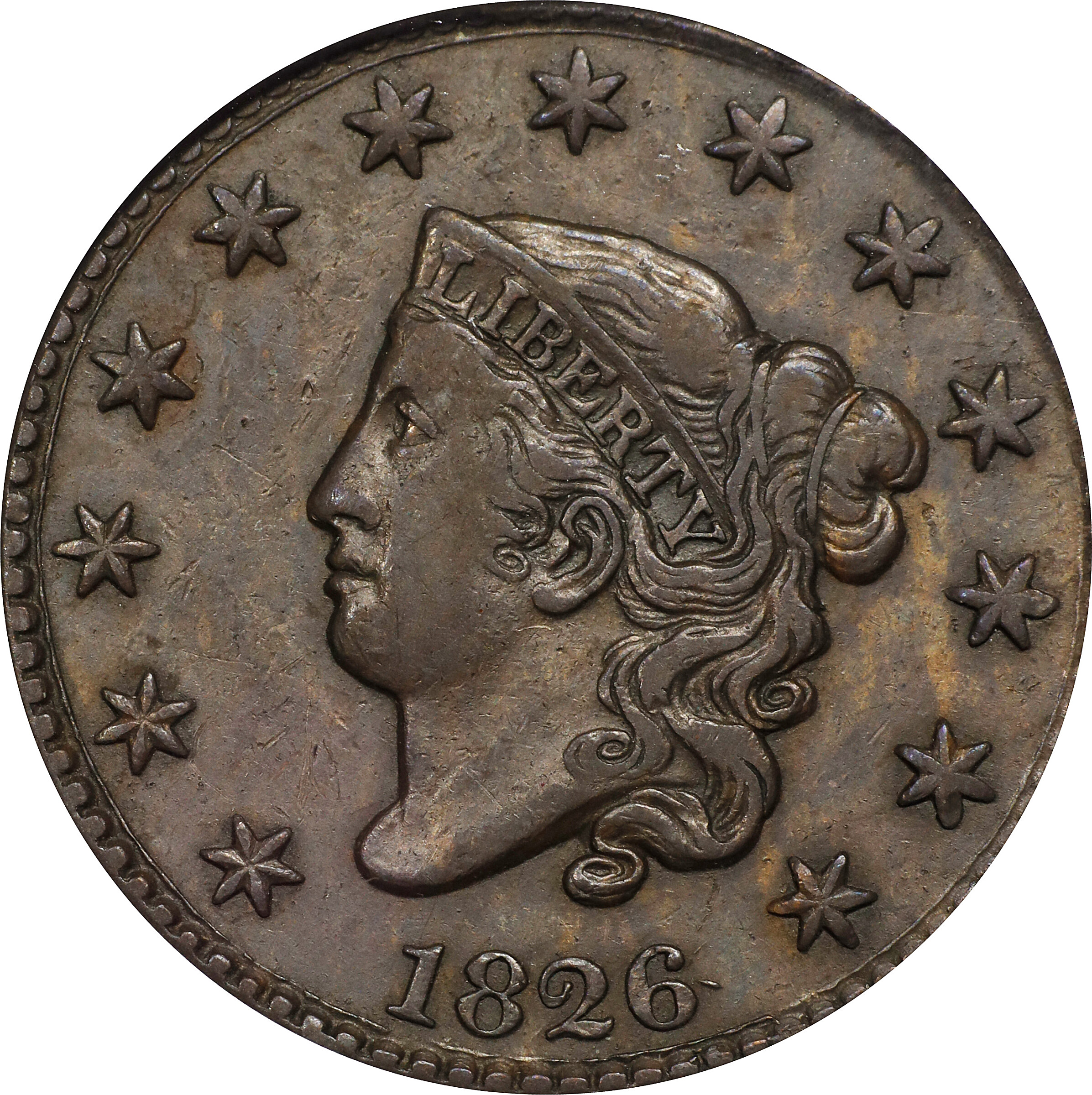 1826 Matron Head Cent. N-1. Rarity-2. VF-35 (PCGS).