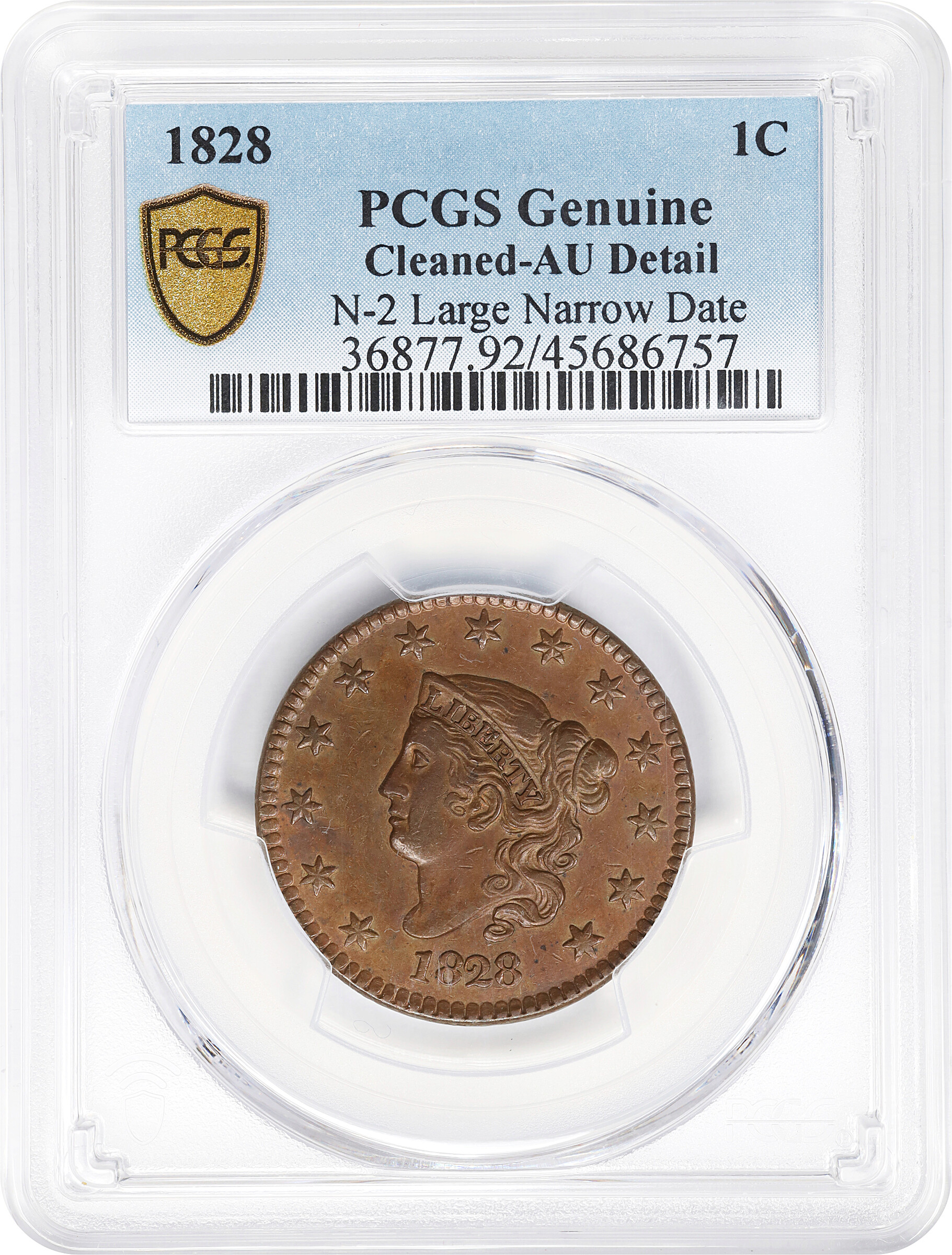1828 1c Large Narrow Date, N-2 MS BN AG3 BN thumbnail 3