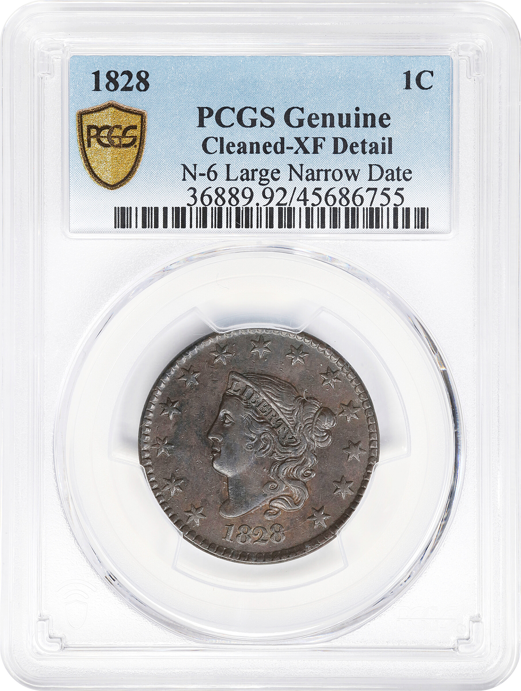 1828 1c Large Narrow Date, N-6 MS BN G4 BN CAC thumbnail 5