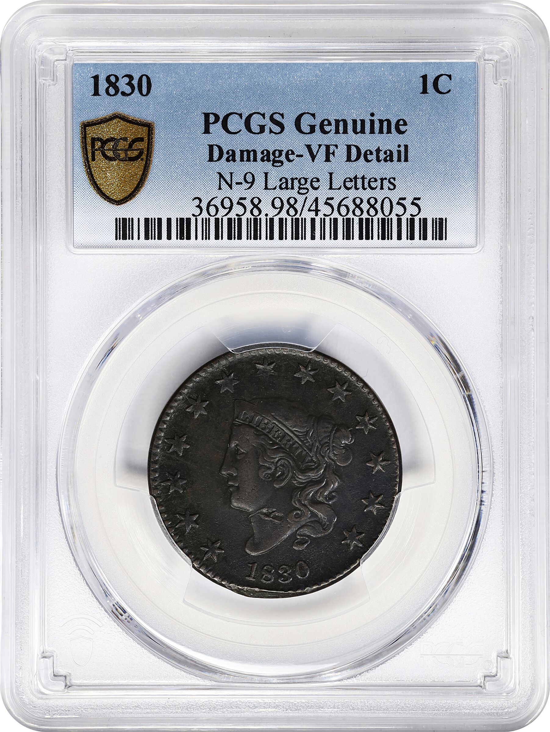 1830 1c Large Letters, N-9 MS BN VG8 BN thumbnail 12