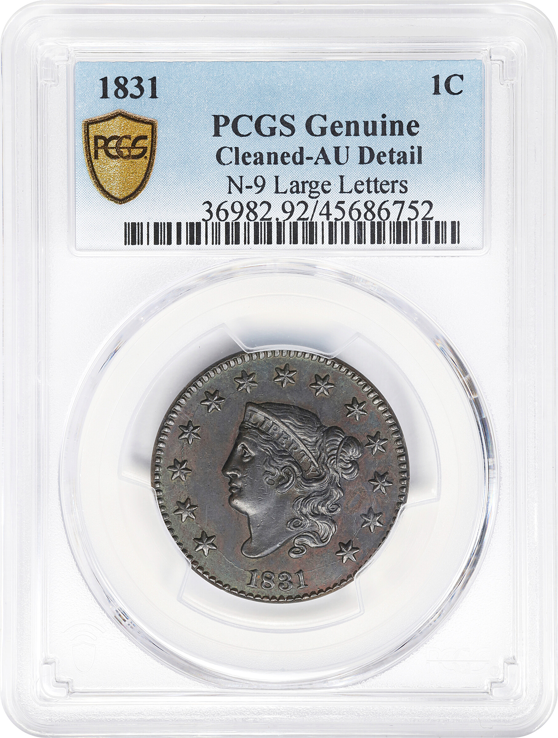 1831 1c Large Letters, N-9 MS BN MS63 BN thumbnail 22