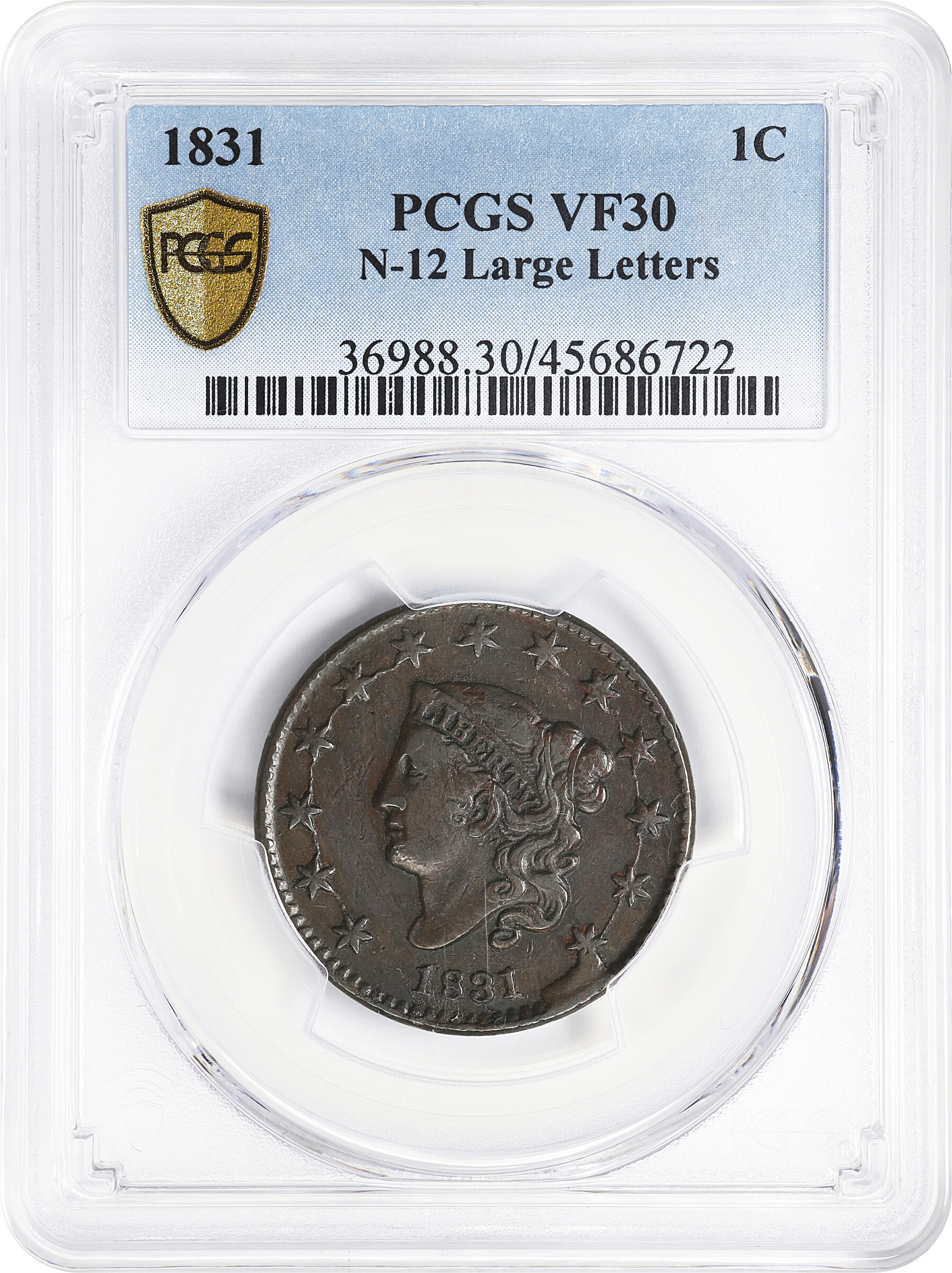 1831 1c Large Letters, N-12 MS BN VF25 BN thumbnail 3