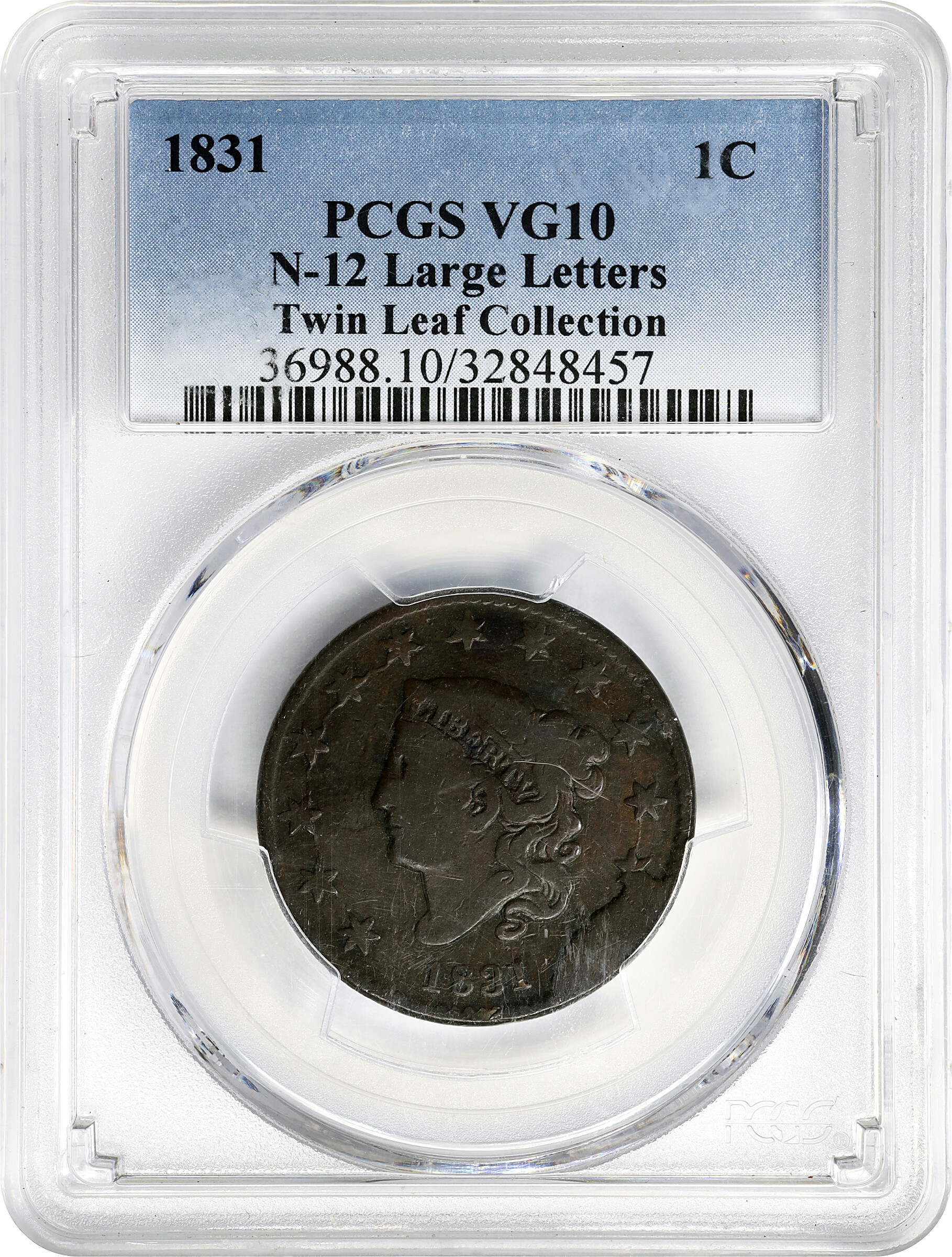 1831 1c Large Letters, N-12 MS BN VG10 BN thumbnail 3