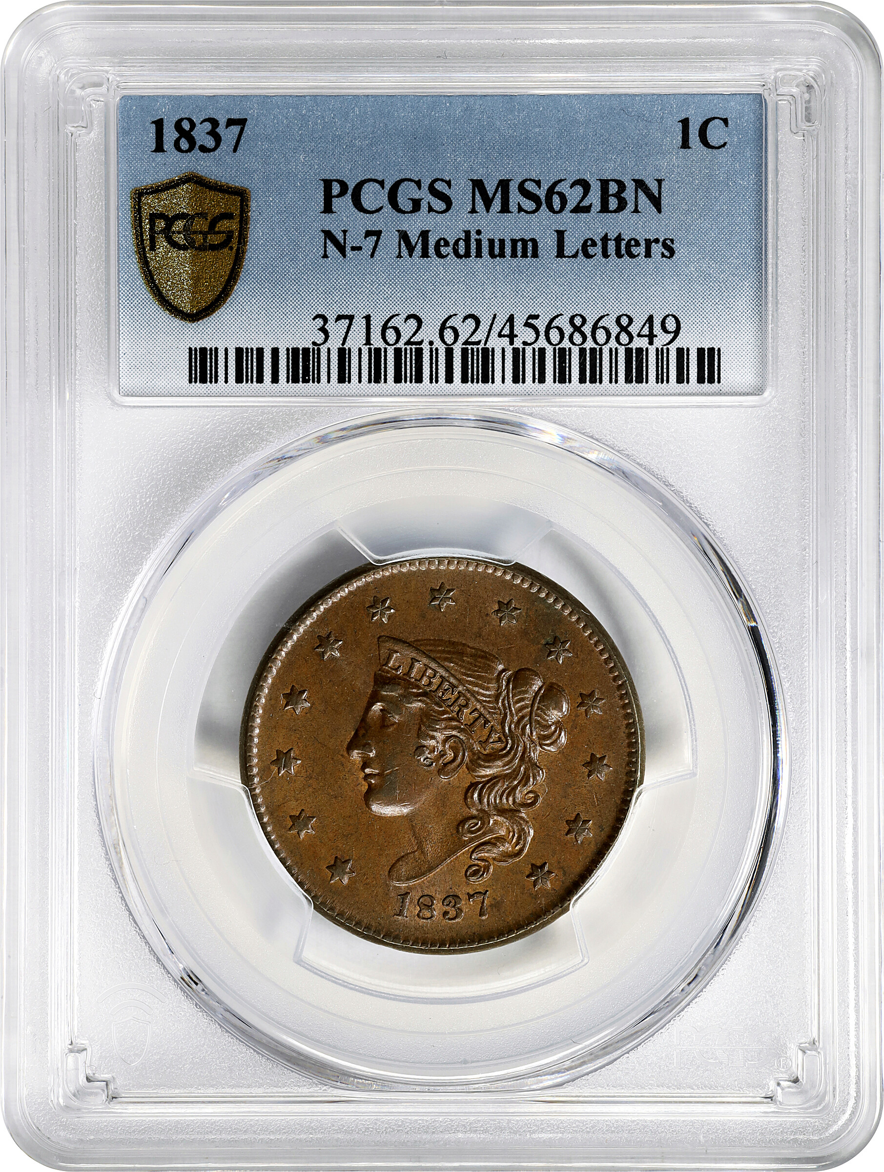1837 1c Medium Letters, N-7 MS BN AG3 BN thumbnail 22