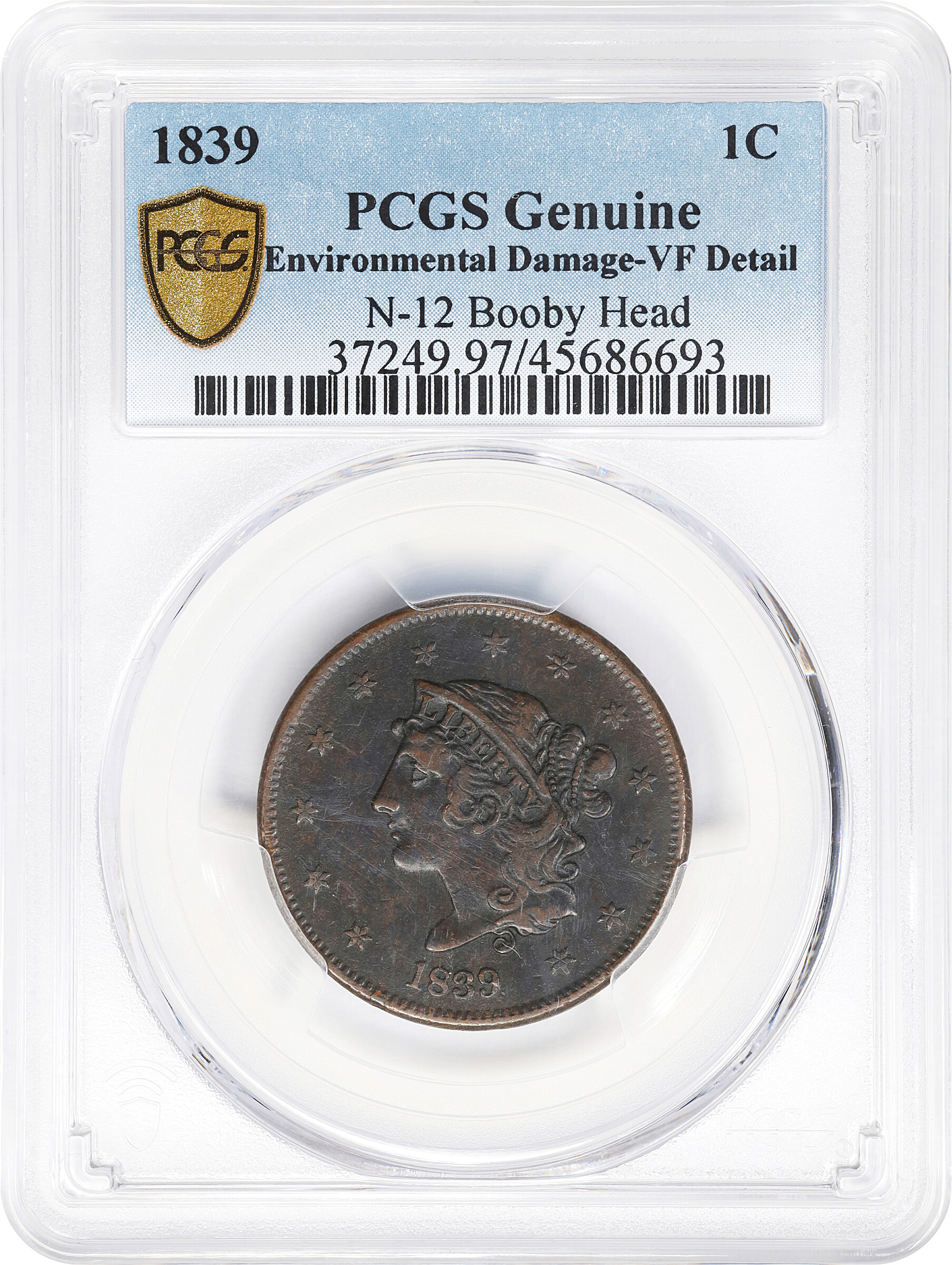 1839 1c Booby Head, N-12 MS BN G6 BN thumbnail 3