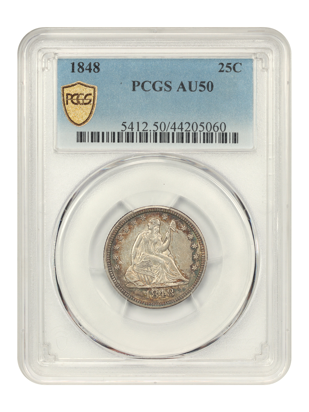 1848 25c AU50 thumbnail 3