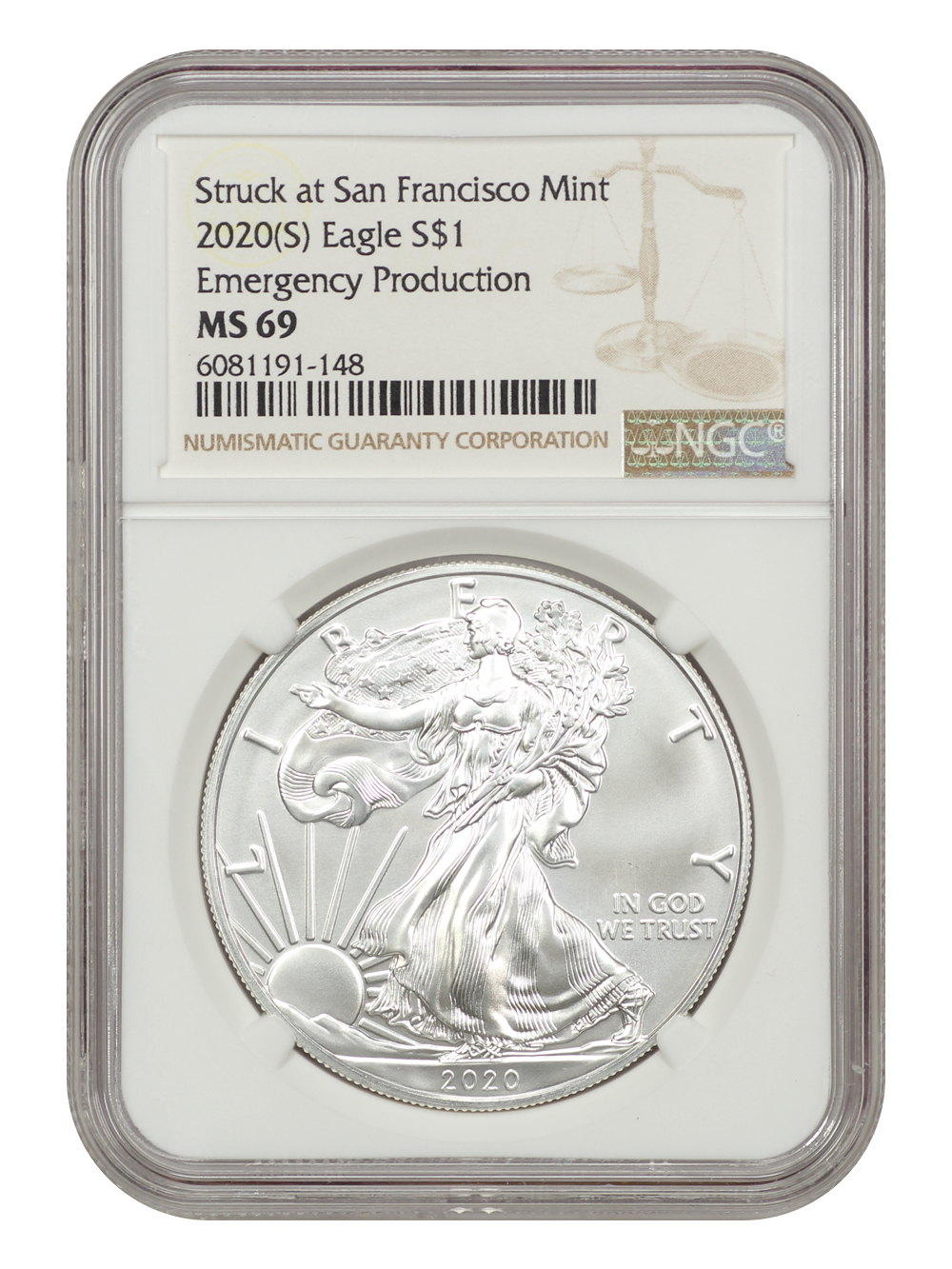 2020-(P) $1  Silver Eagle MS66 thumbnail 12