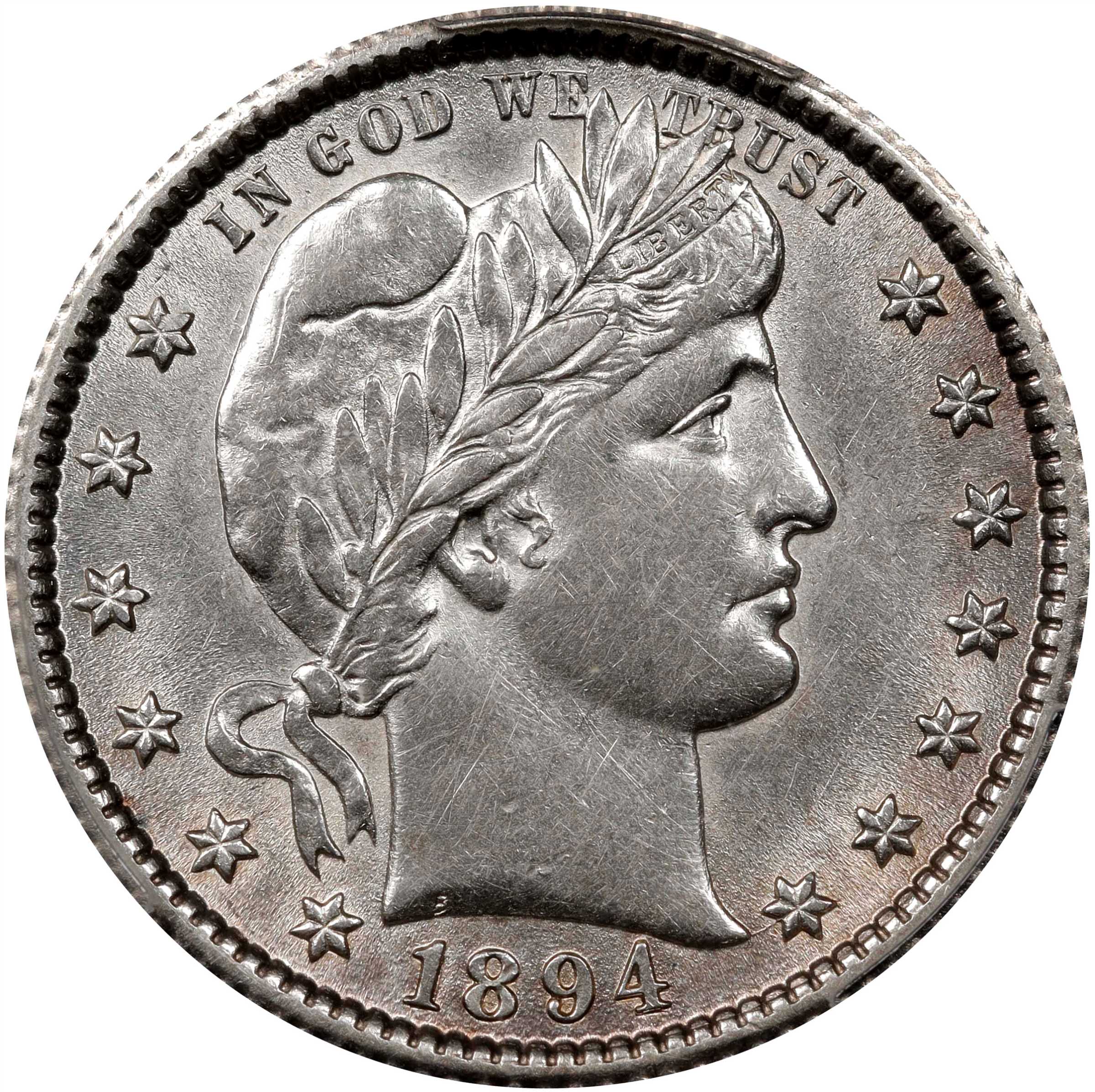 1894-O Barber Quarter. AU Details--Cleaned (PCGS).