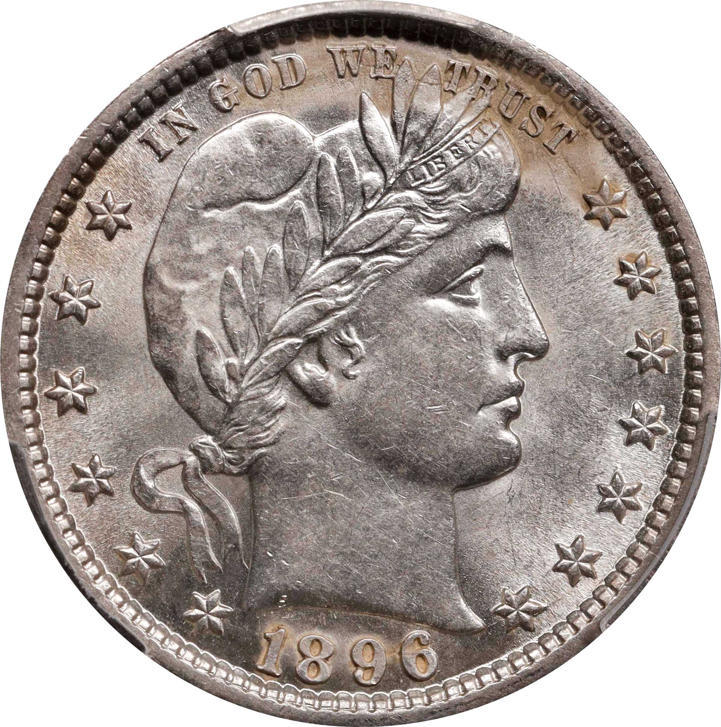 1896 Barber Quarter. AU Details--Environmental Damage (PCGS).