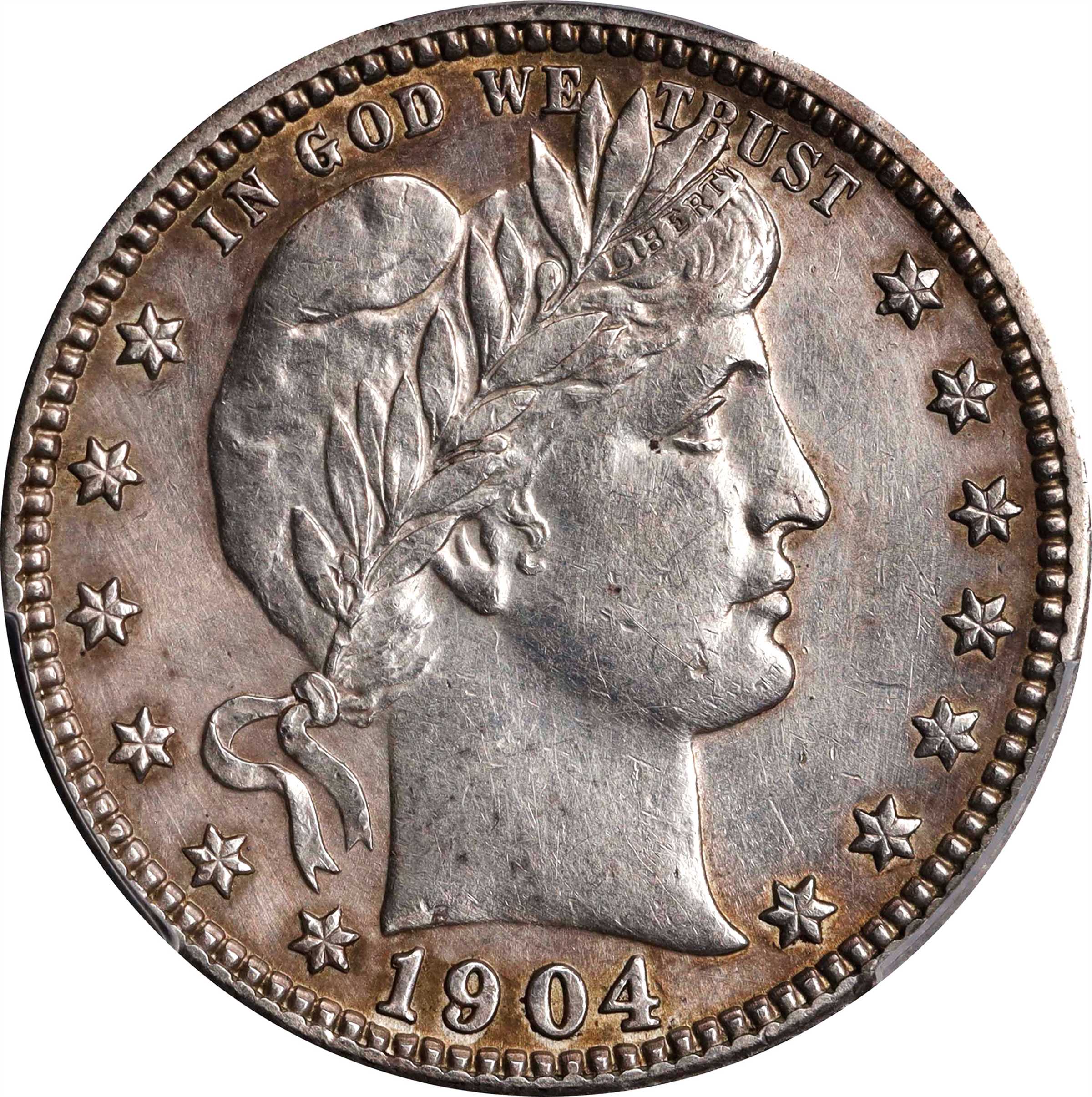 1904 Barber Quarter. AU Details--Harshly Cleaned (PCGS).