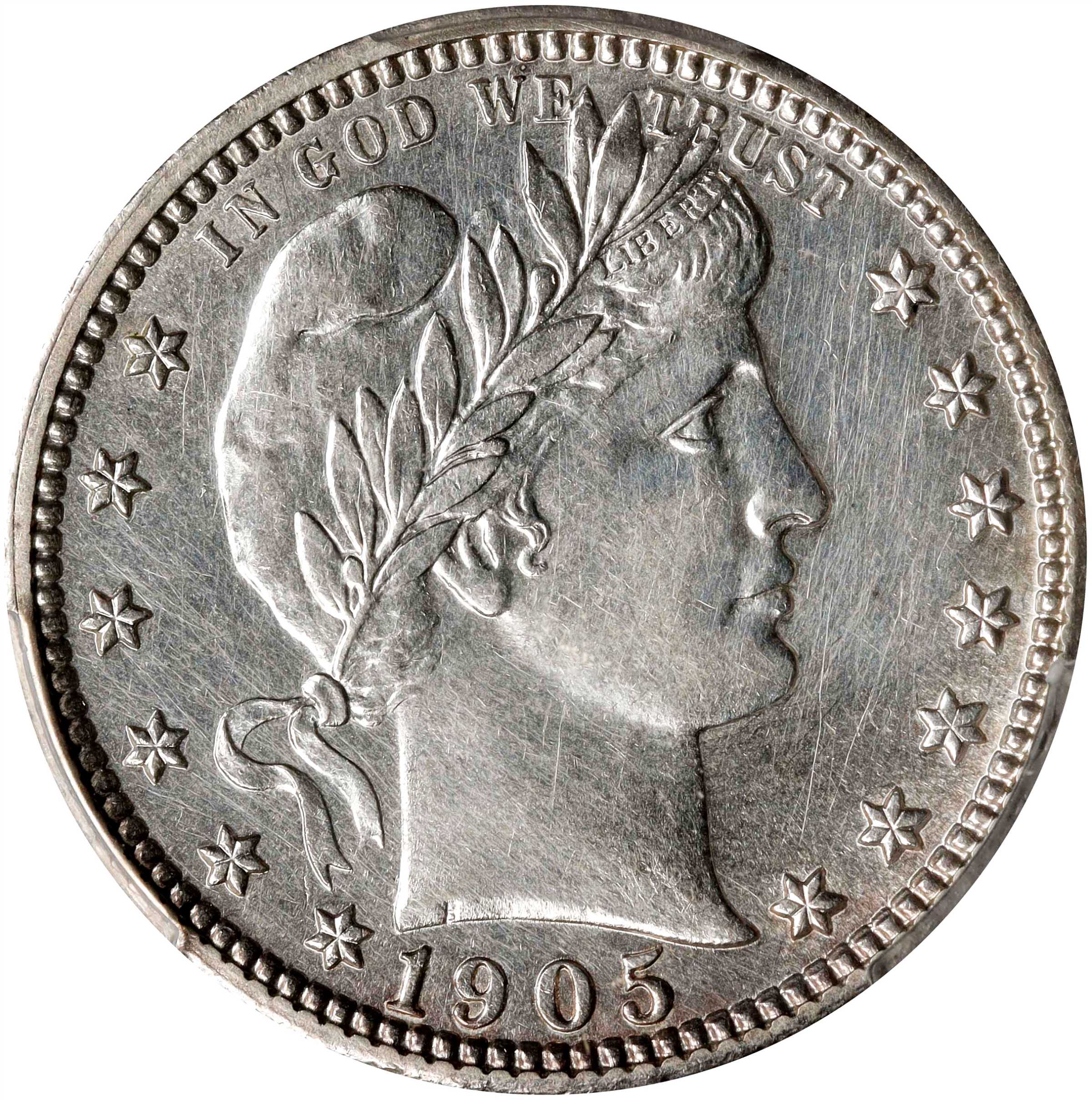 1905 Barber Quarter. AU Details--Cleaned (PCGS).