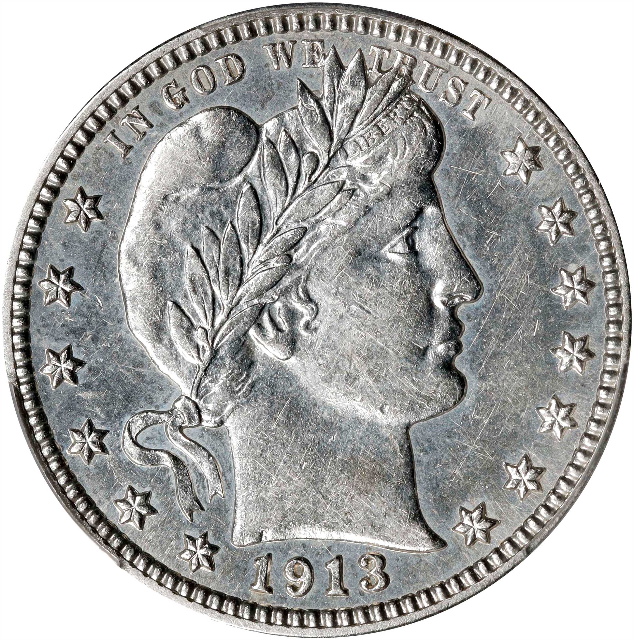 1913 Barber Quarter. AU Details--Cleaned (PCGS).