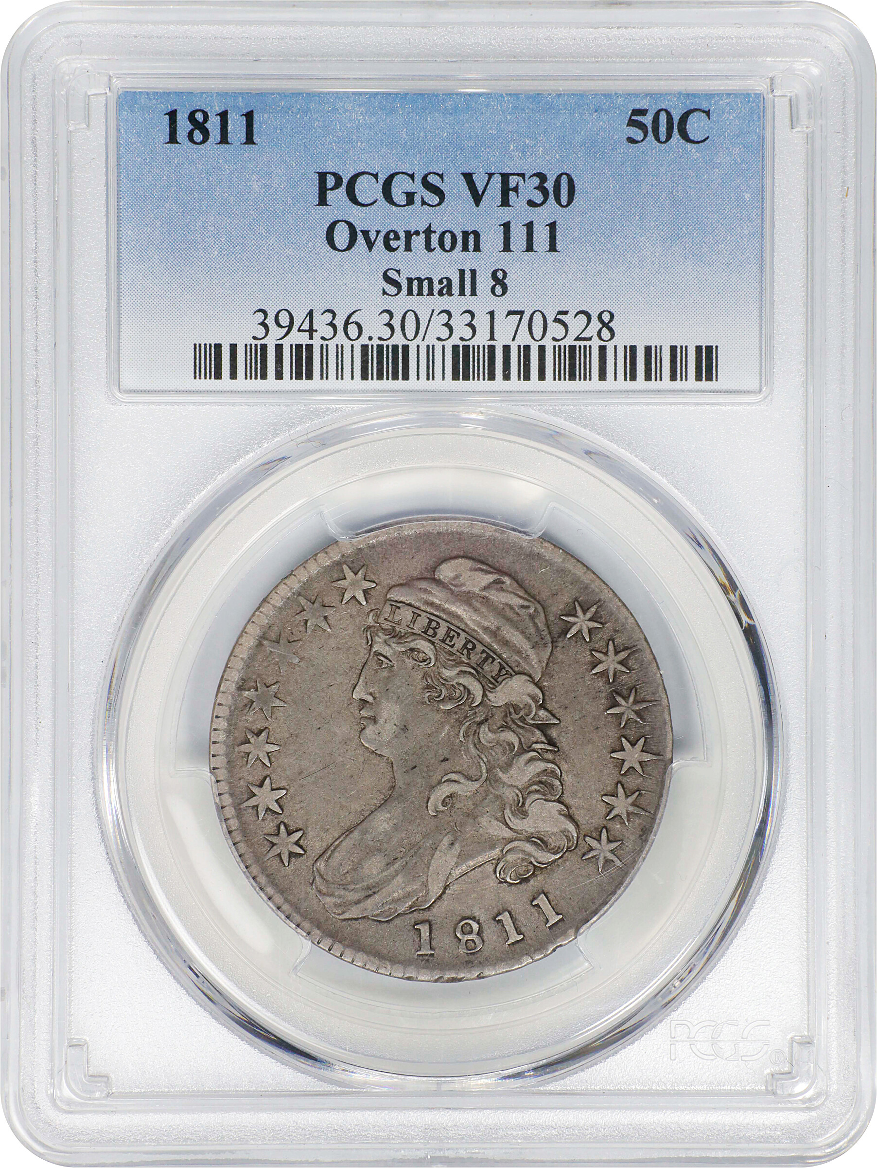 1811 50c Small 8, O-111 VG10 CAC thumbnail 12