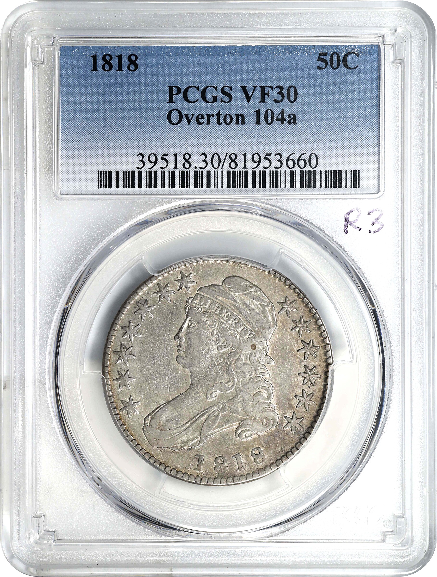 1818 50c O-104a AG3 CAC thumbnail 13