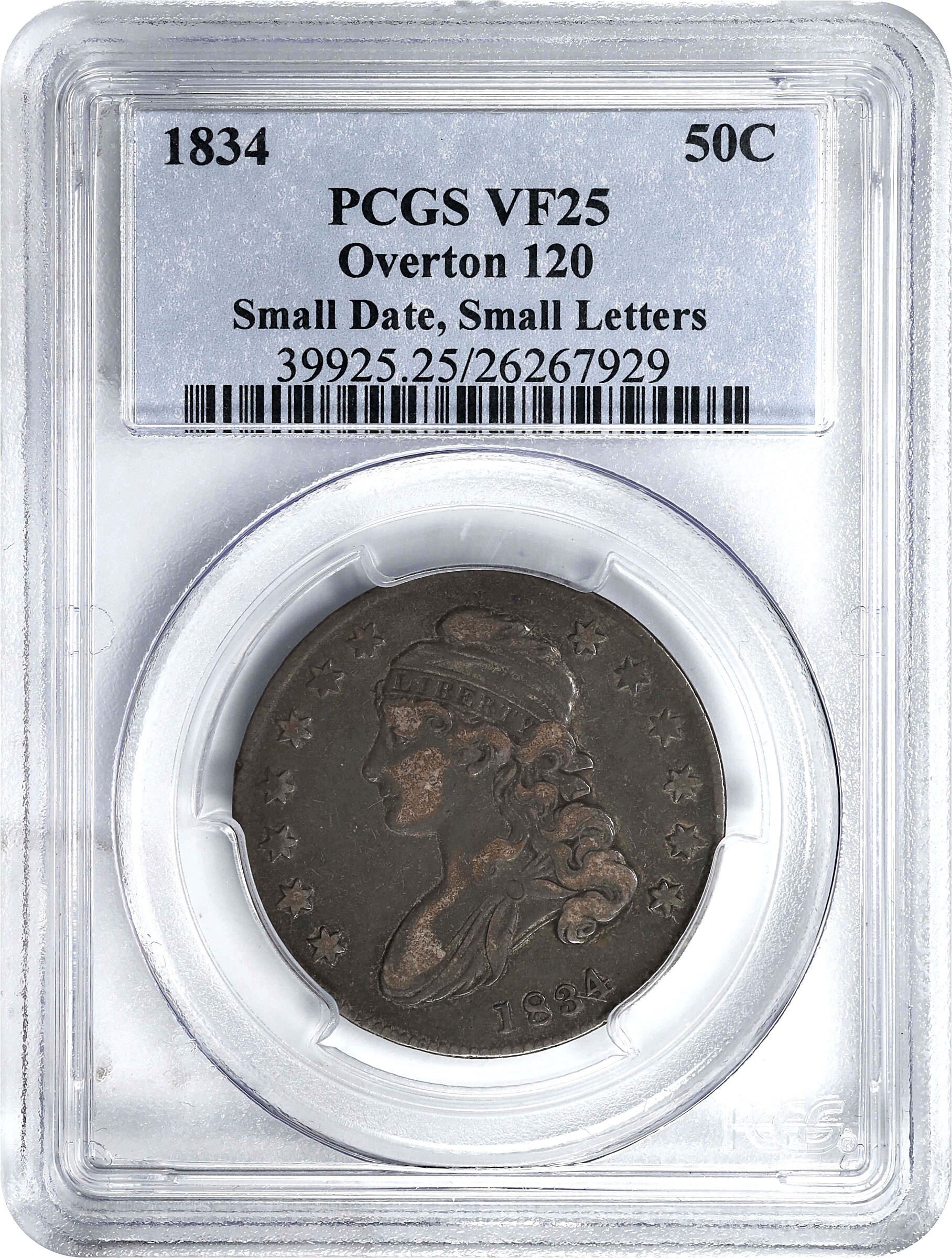 1834 50c Small Date, Small Letters, O-120 G6 thumbnail 3