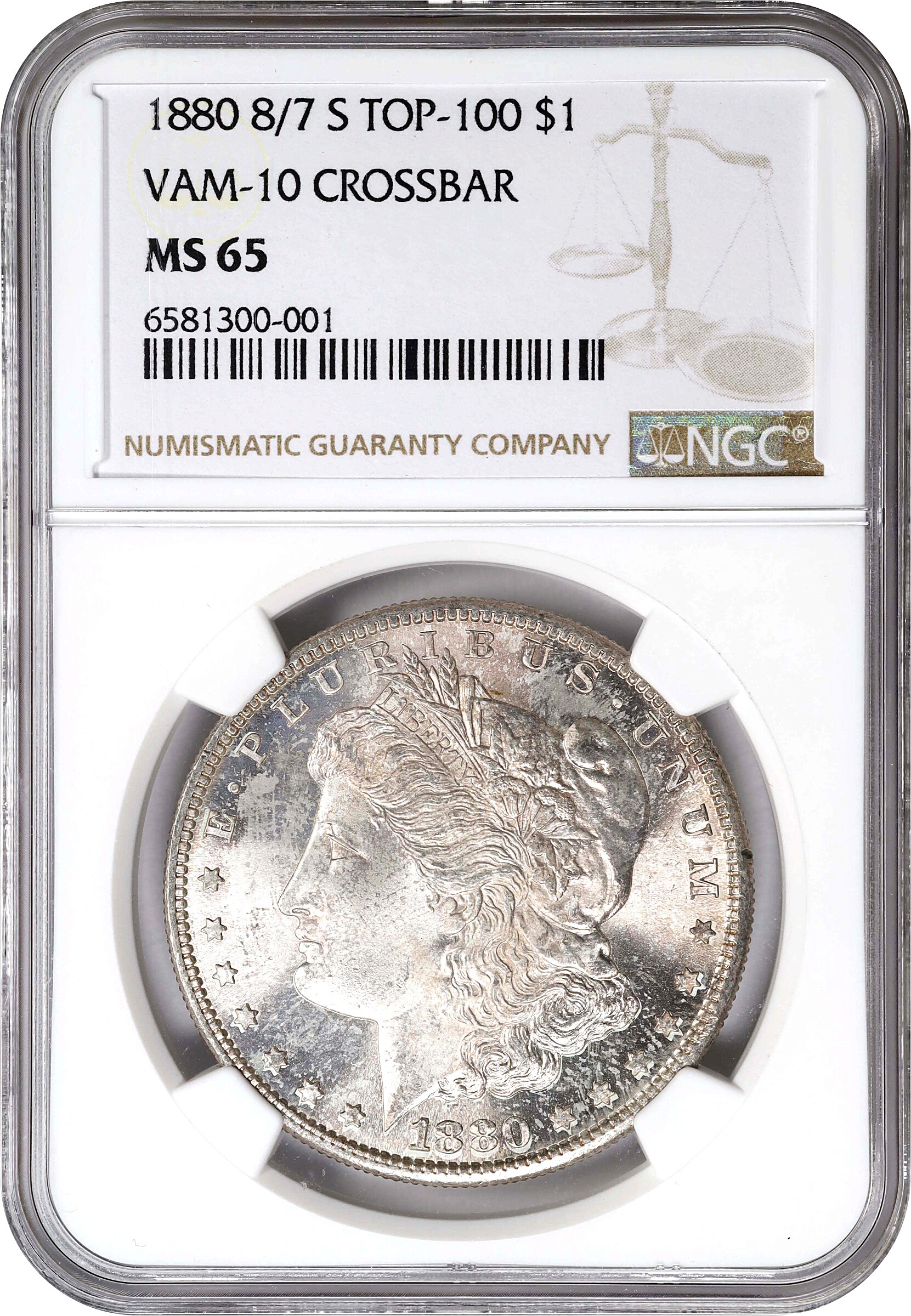 1880-S $1  8/7, Crossbar, VAM-10 MS65 thumbnail 11