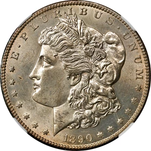 image for: 1890-CC Morgan Silver Dollar. Unc Details--Cleaned (NGC).