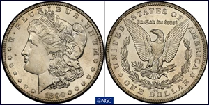 image for: 1890-CC Morgan Silver Dollar. Unc Details--Cleaned (NGC).