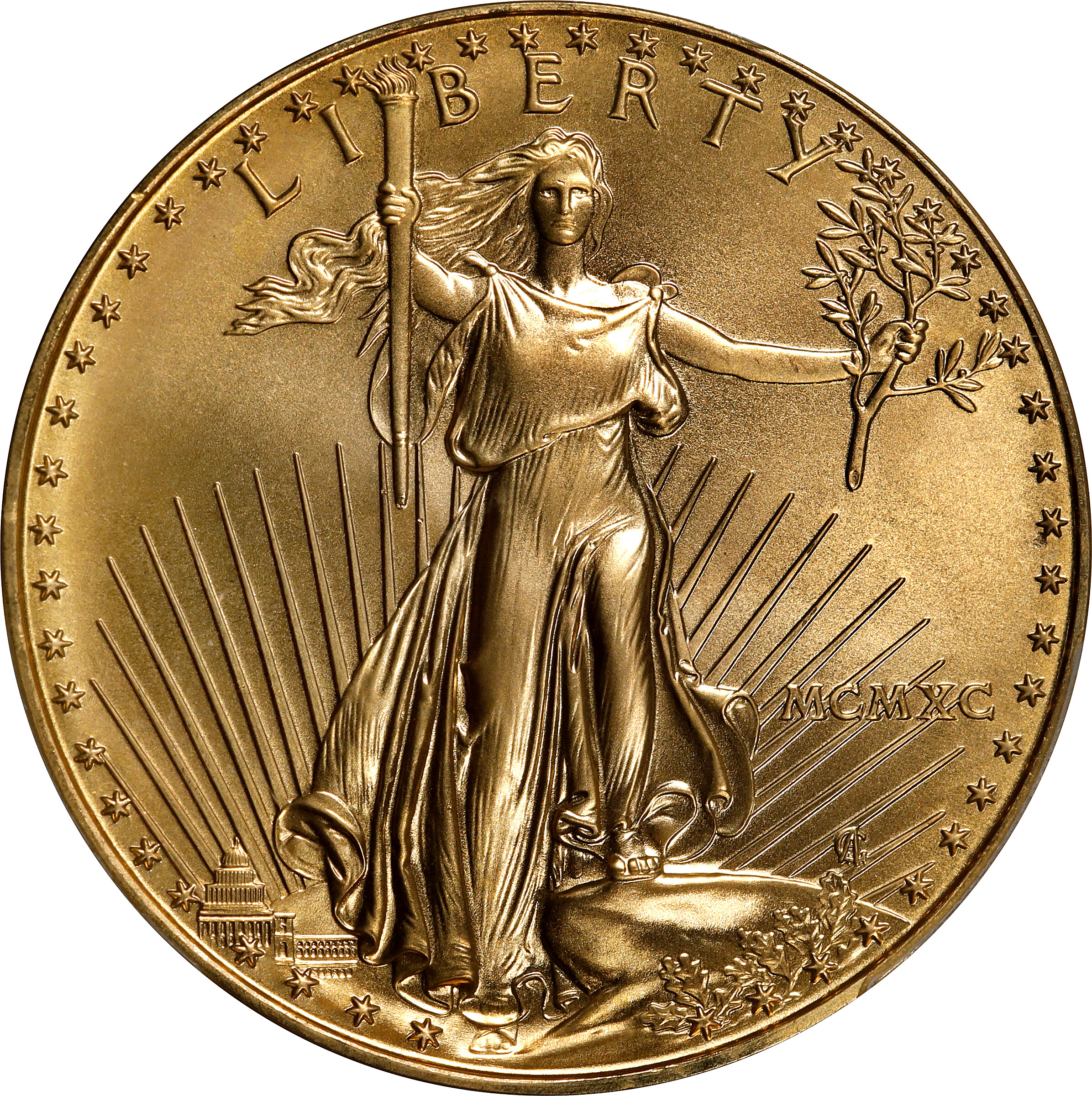 1990 One-Ounce Gold Eagle. MS-69 (PCGS).