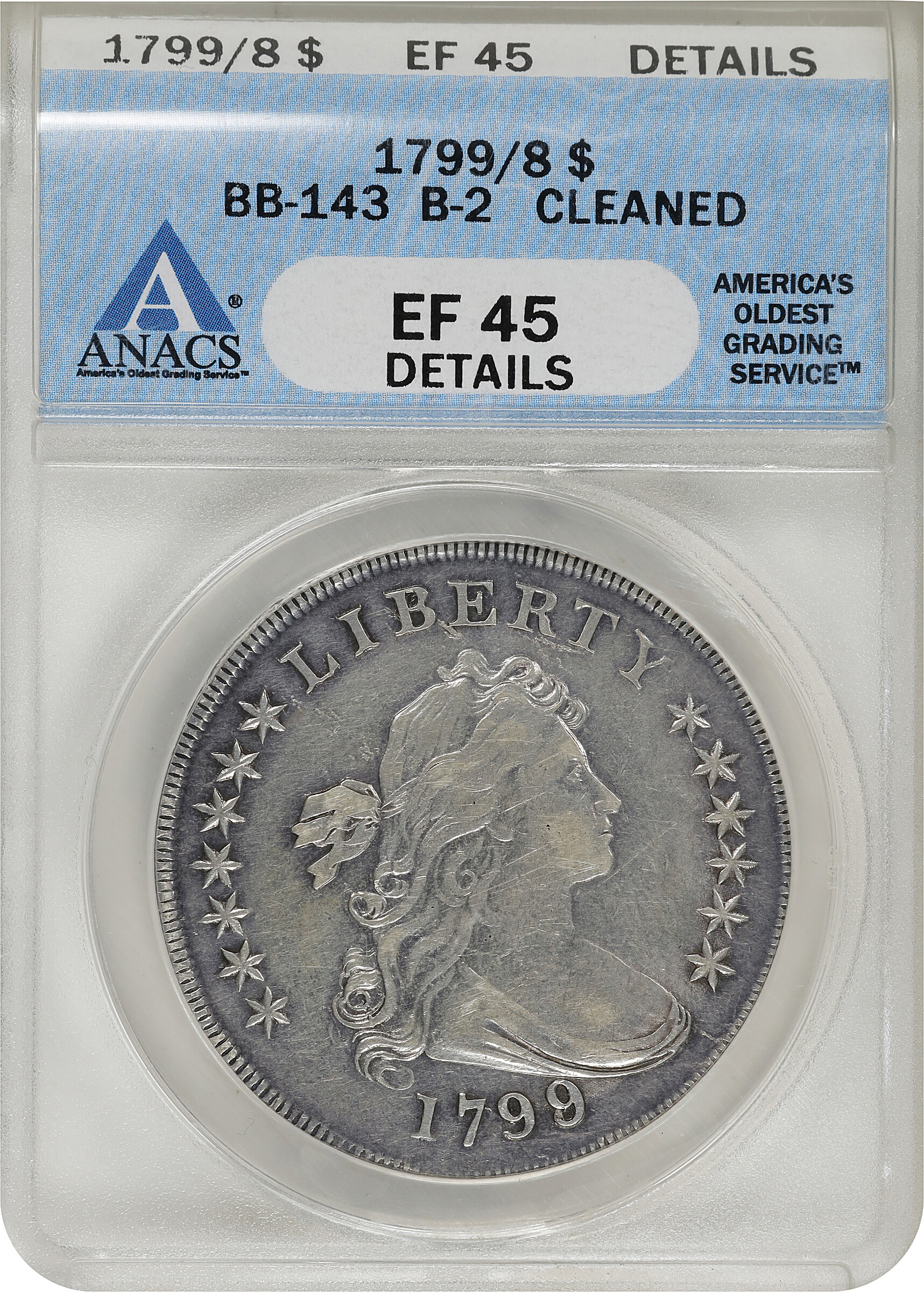 1799/8 $1  13 Stars Reverse, B-2, BB-143 AG2 thumbnail 3