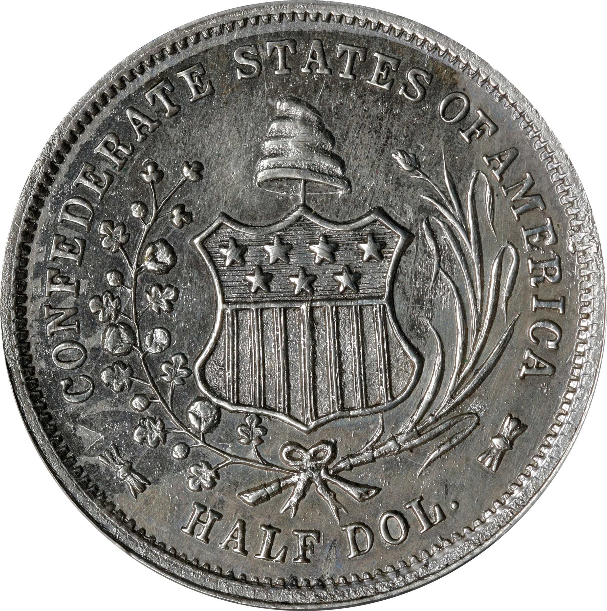 "1861" (1879) Confederate Half Dollar. Scott Restrike. Breen-8002. AU Details--Cleaned (PCGS).