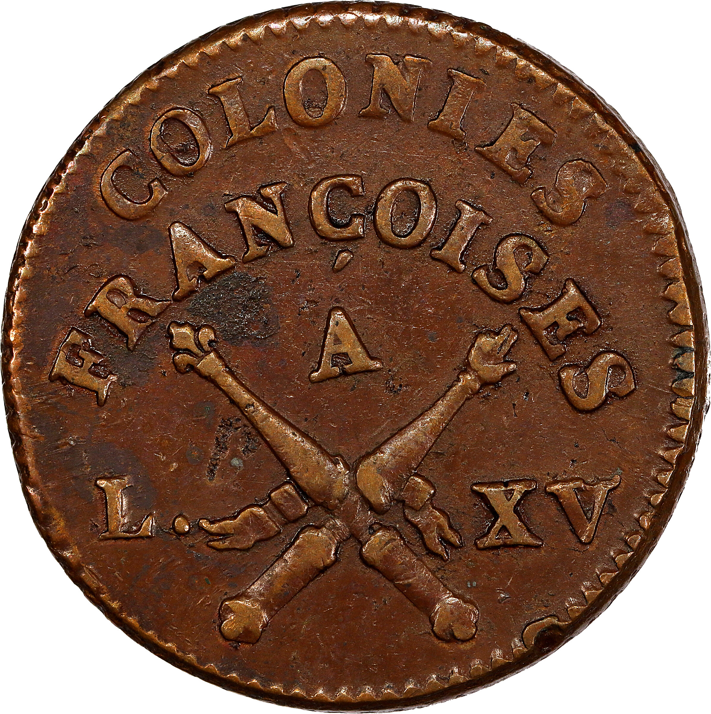 1767-A French Colonies Sou. Paris Mint. Breen-700. EF-45 (PCGS).