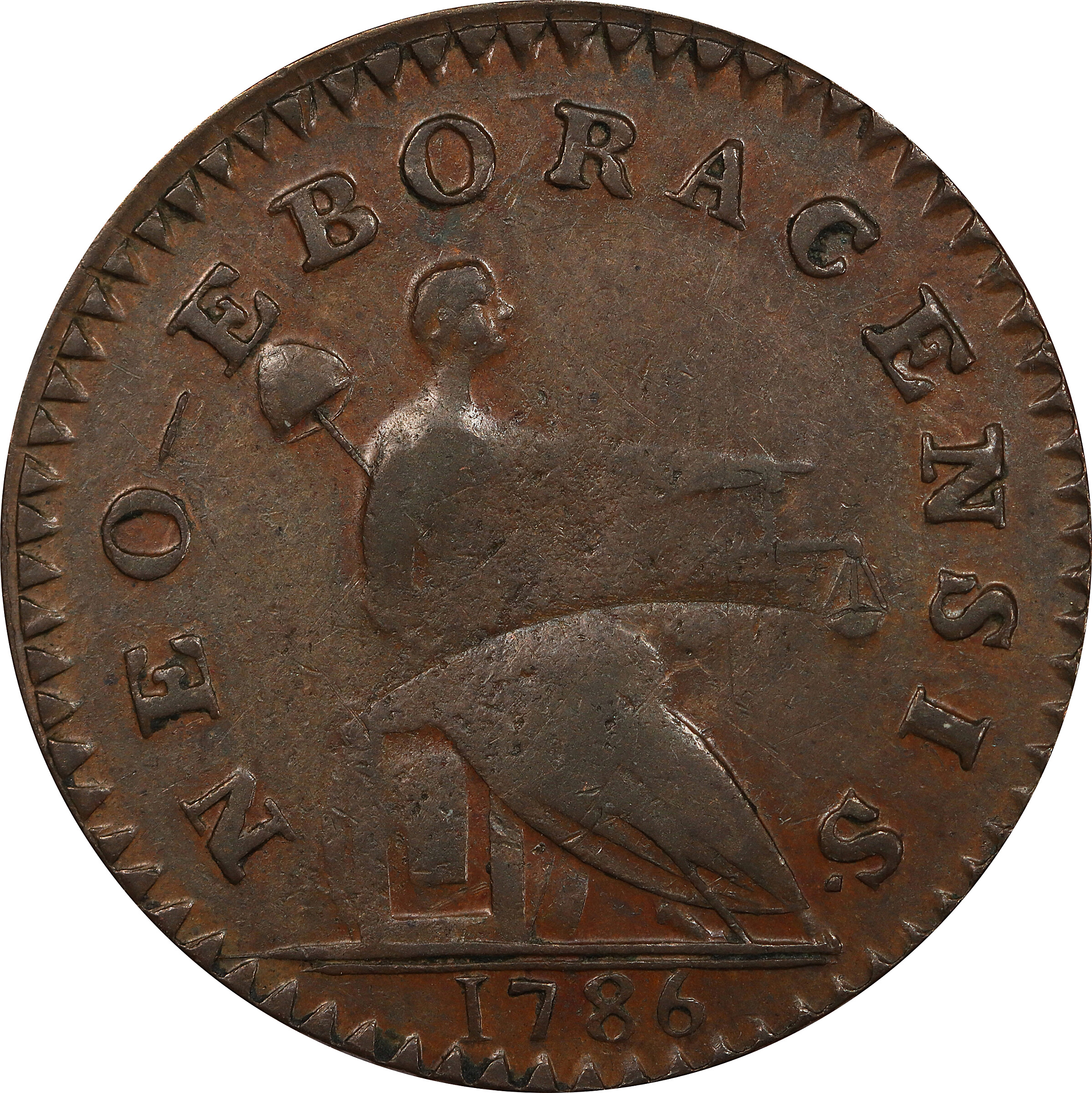 1786 Copper New York, VIRTUTE, Small Head MS BN thumbnail 10
