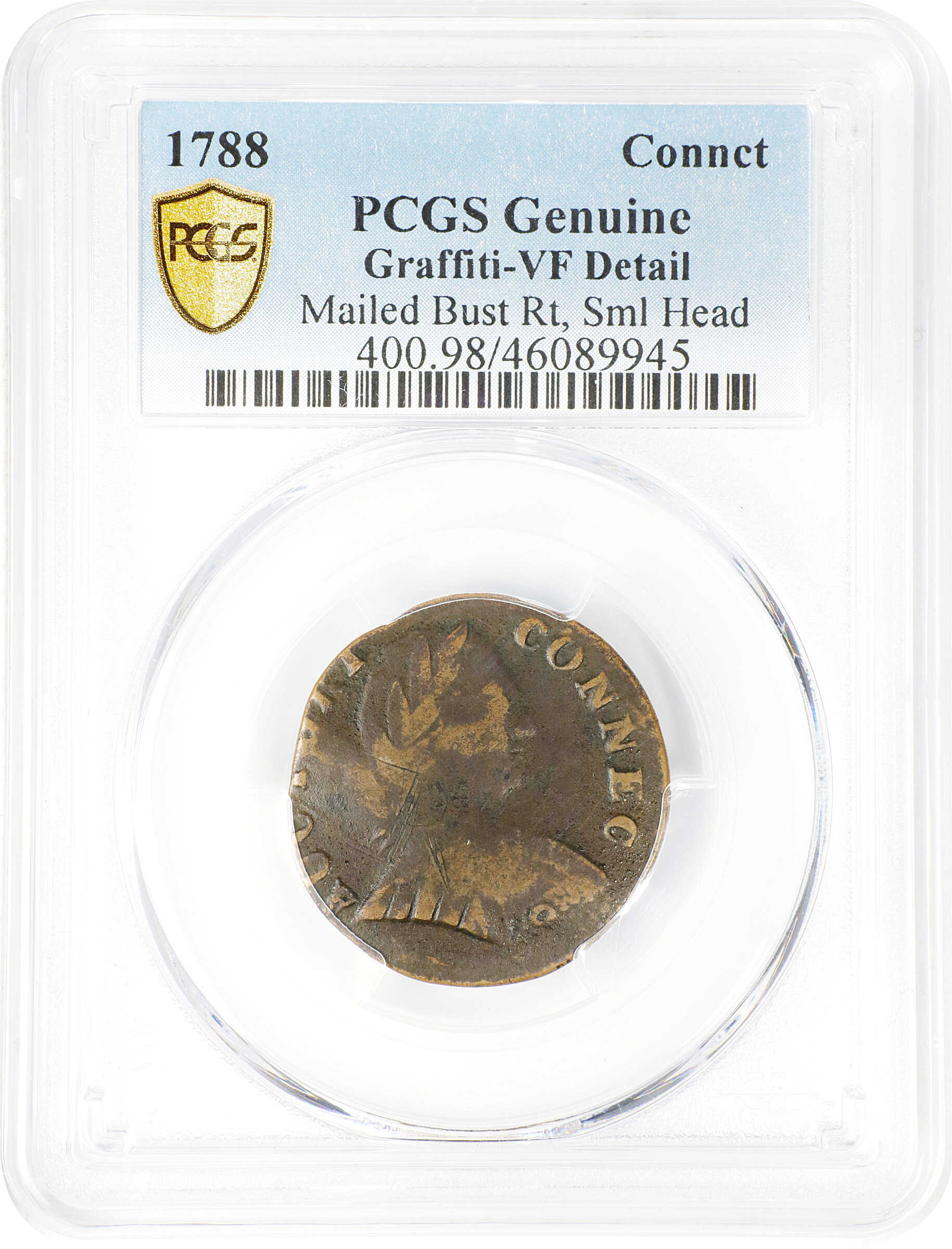 1788 Copper Connecticut, Mailed Bust Right, Small Head MS BN G6 BN thumbnail 15