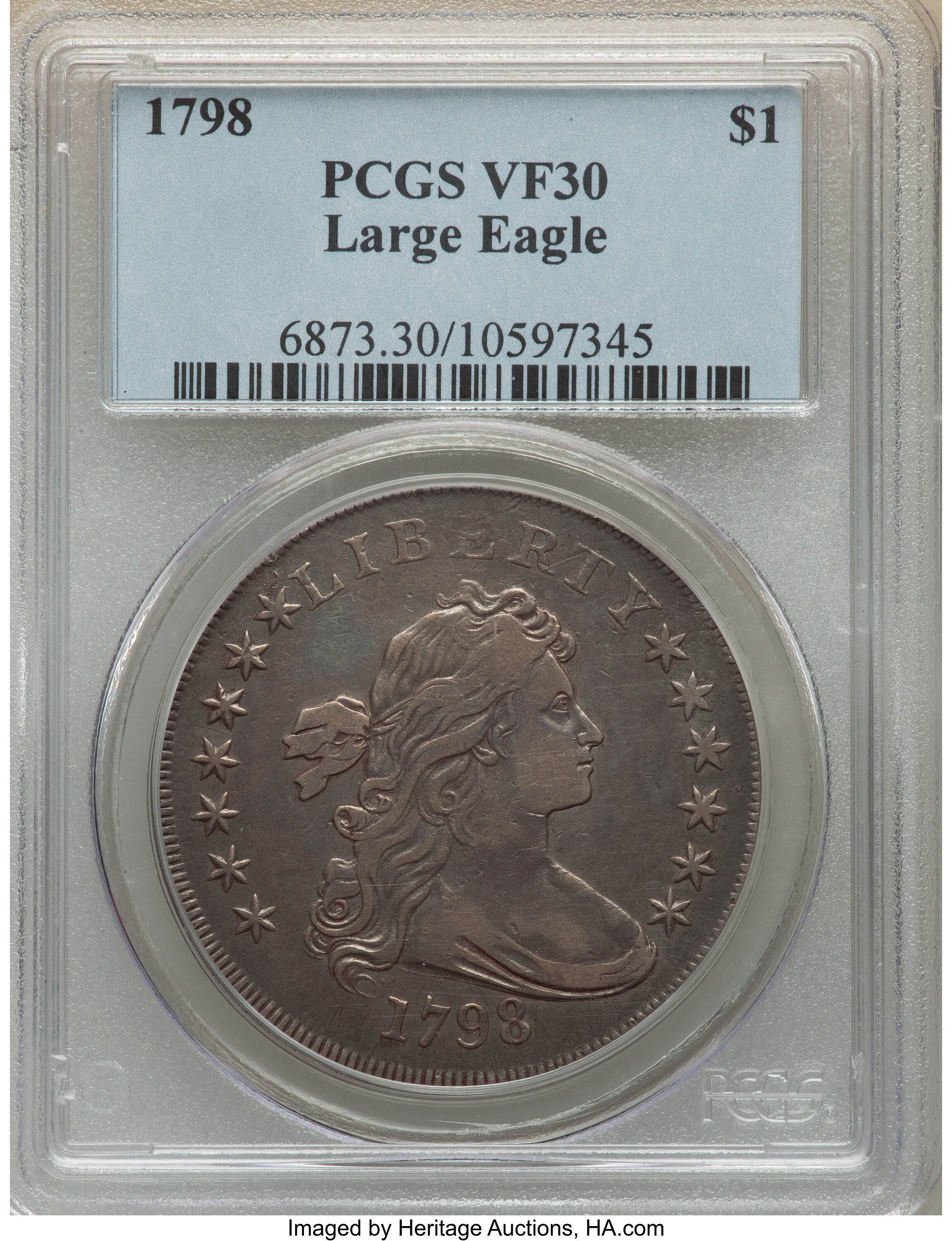 1798 $1  Large Eagle, Pointed 9, Close Date, B-9, BB-121 VG10 thumbnail 18