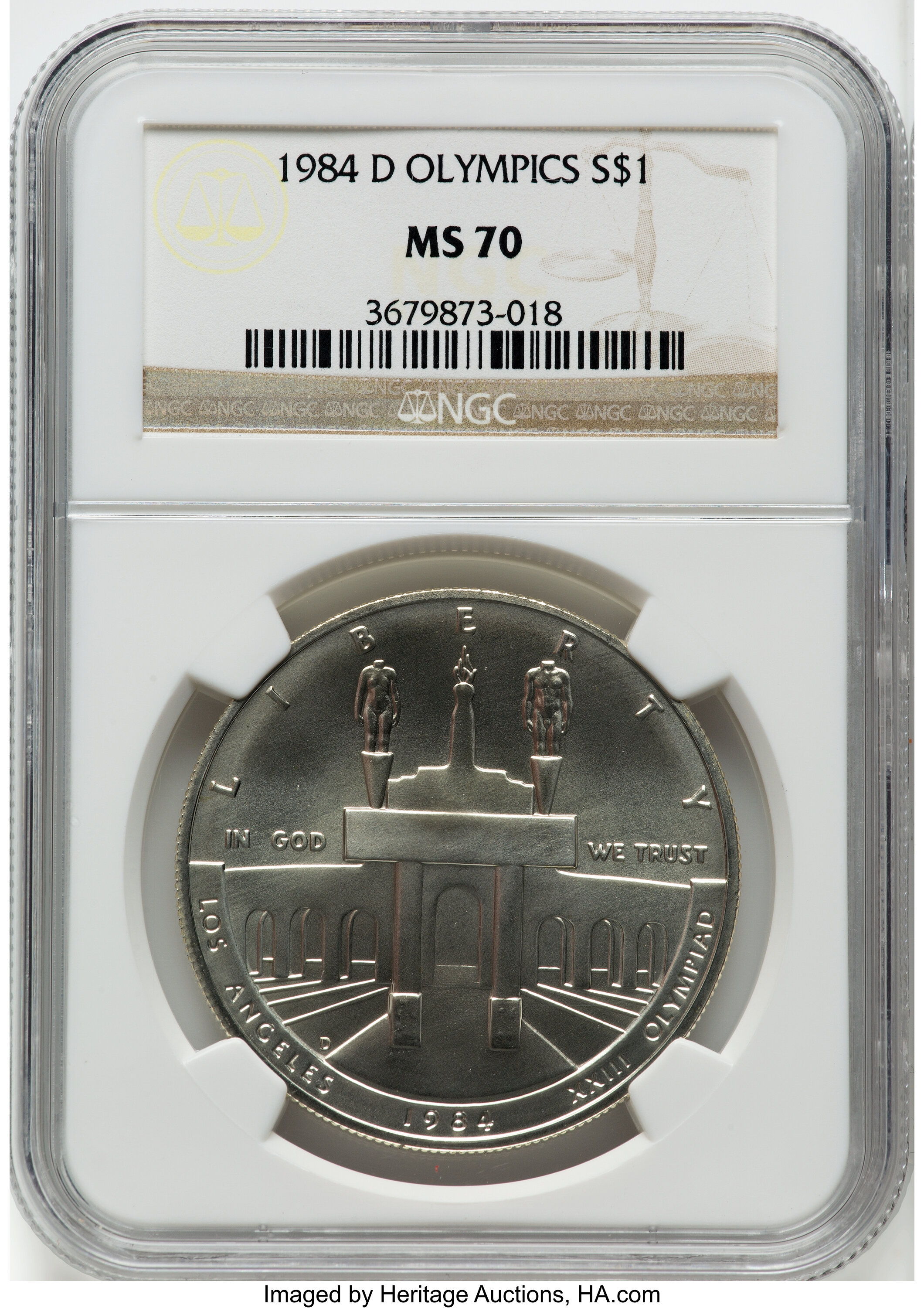 1984 D Los Angeles Olympiad Coliseum Silver dollar MS Values