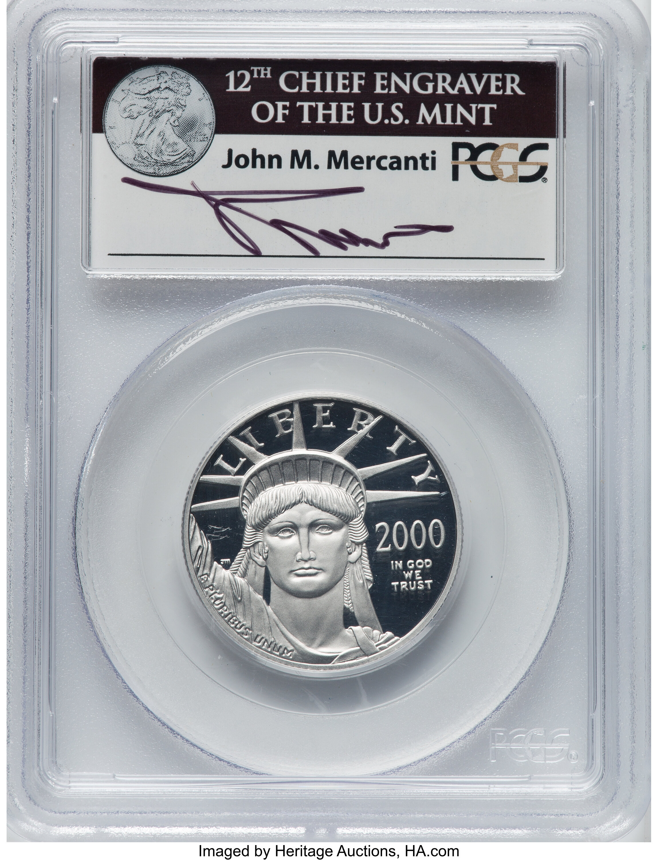 2000-W $50 Half-Ounce Platinum Eagle, Mercanti Signature PR70 Deep Cameo PCGS. PCGS Population: (374). NGC Census: (1016). ...