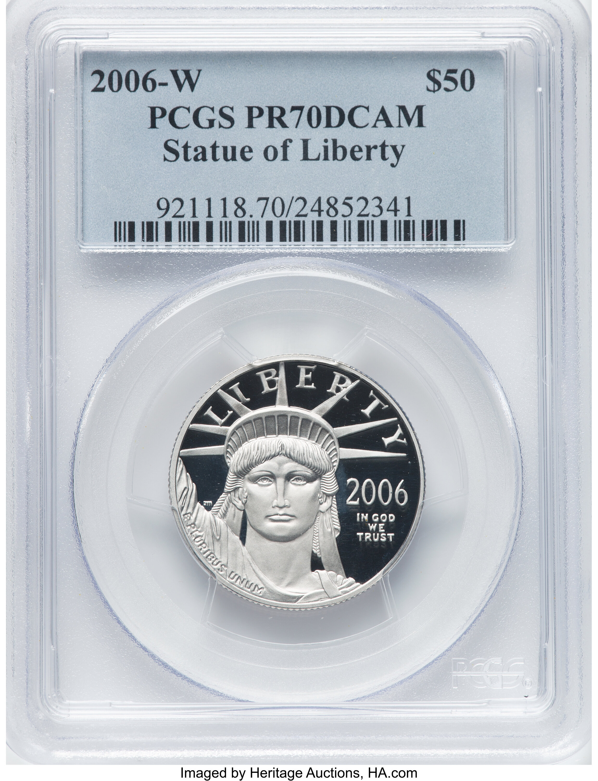 2006-W $50 Half-Ounce Platinum Eagle, Statue of Liberty PR70 Deep Cameo PCGS. PCGS Population: (263). NGC Census: (1047). C...