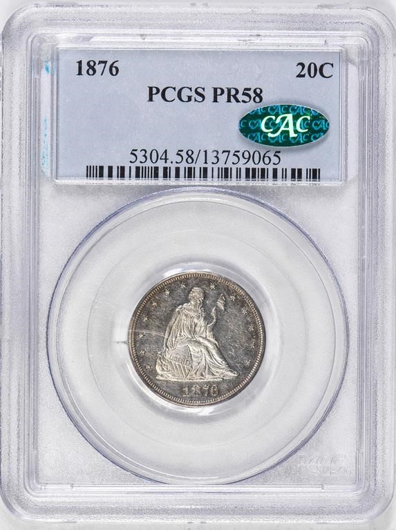 1876 20c AU58 thumbnail 3