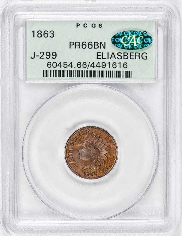 1863 P1c Bronze, J-299 PR BN PR66 BN CAC thumbnail 5