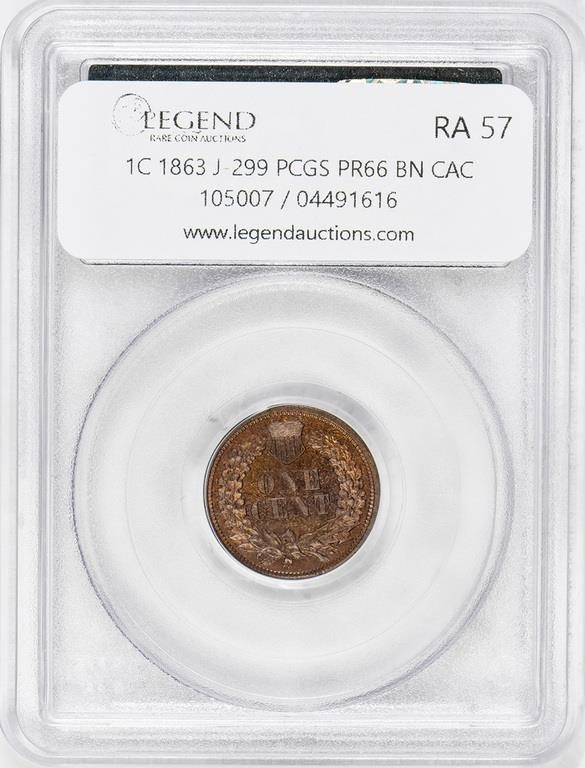 1863 P1c Bronze, J-299 PR BN PR66 BN CAC thumbnail 6
