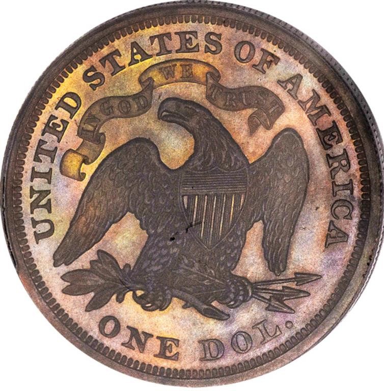1865 P$1 Copper, J-435 PR RB PR66 RB thumbnail 22