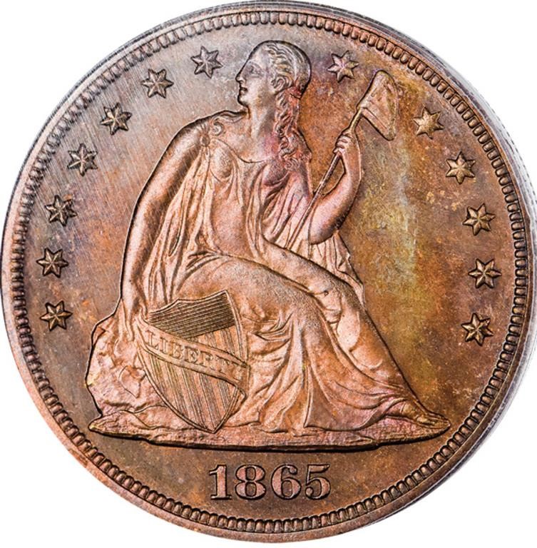 1865 P$1 Copper, J-435 PR RB PR66 RB thumbnail 23
