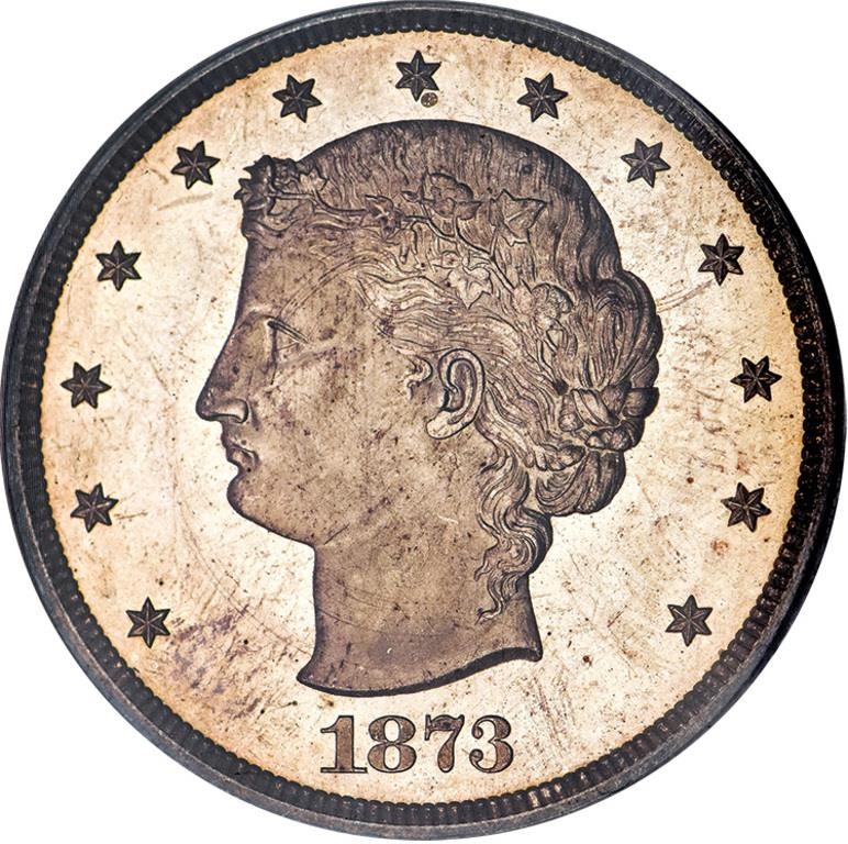 T$1 1873 J-1281 PCGS PR66 CAC