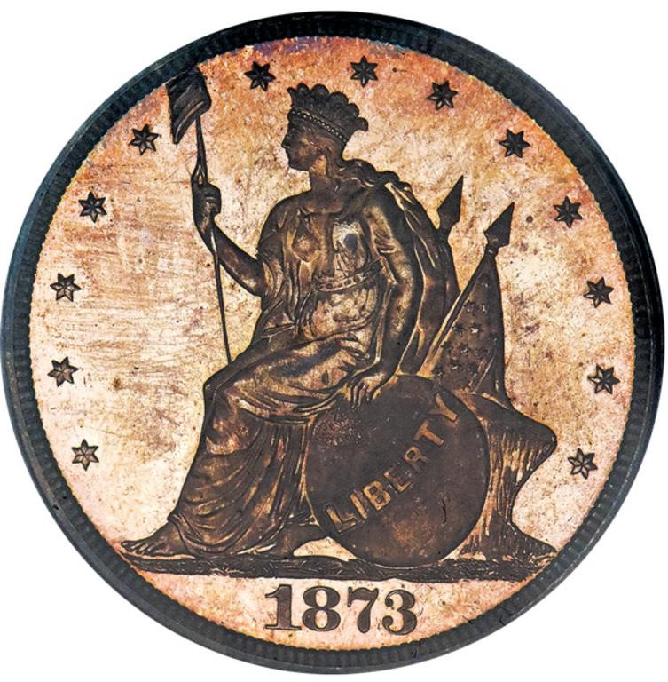 T$1 1873 J-1310 PCGS PR65 CAC
