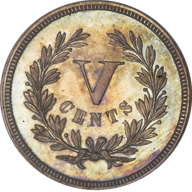 1871 P5c Copper, J-1051 PR BN PR65 BN CAC thumbnail 2