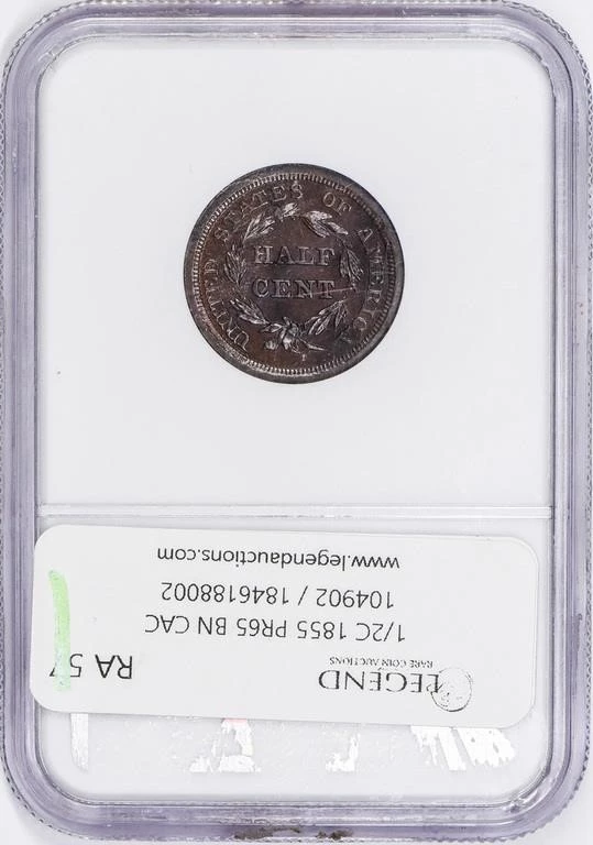 1855 Braided Hair Half Penny Proof RD Coin Pricing Guide