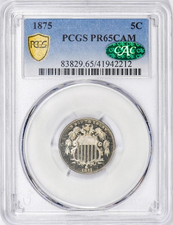 1875 5c PR CAM PR65 CAM CAC thumbnail 7
