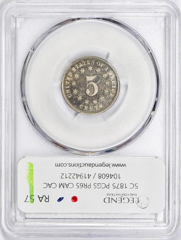 1875 5c PR CAM PR65 CAM CAC thumbnail 8